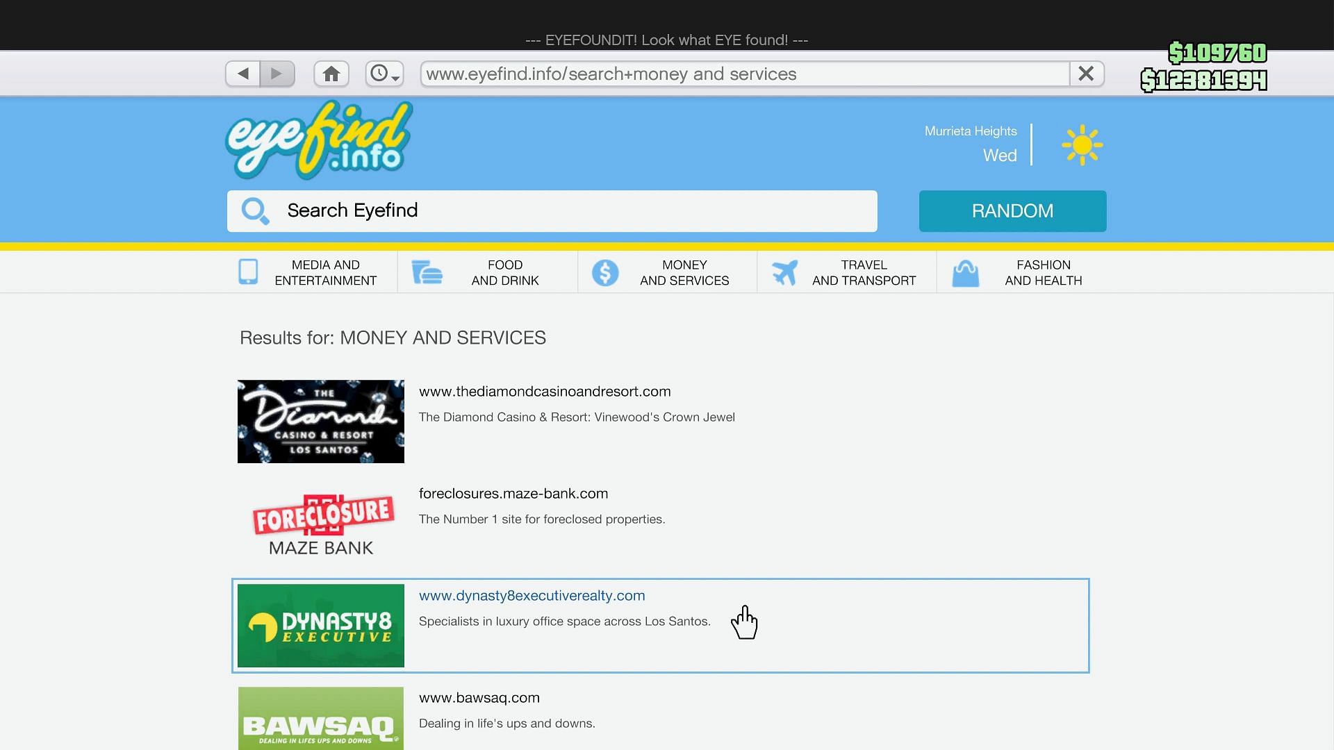 Here's where you can find the Dynasty 8 Executive website (Image via Rockstar Games)